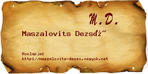 Maszalovits Dezső névjegykártya